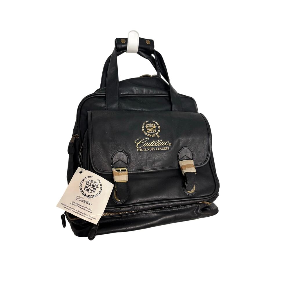 Vintage Cadillac "The Luxury Leaders" Black Leather Duffle Bag